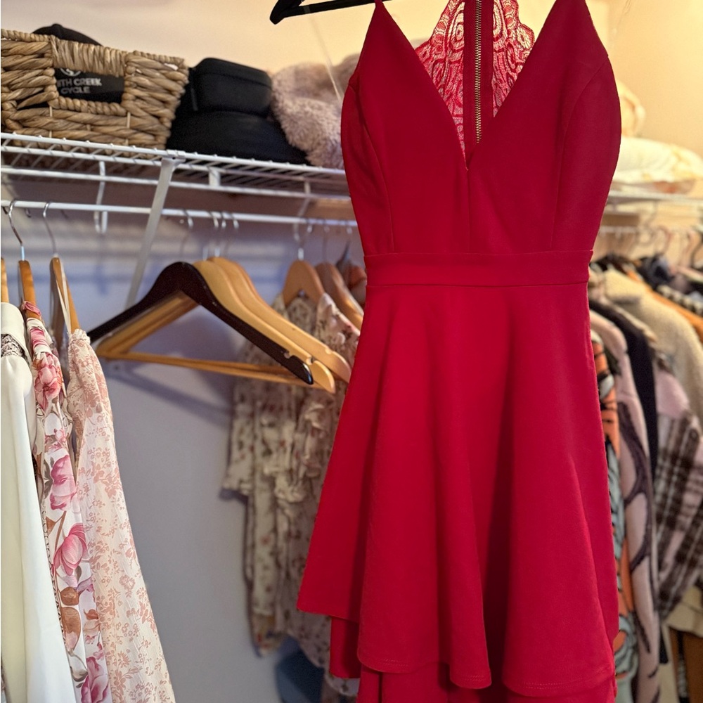 Emerald Sundae Red Backless Dress
